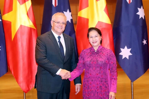 Chủ tịch Quốc hội hội kiến Thủ tướng Australia Scott Morrison. (Ảnh: Trọng Đức/TTXVN)