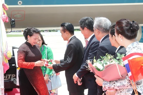 Lễ đón Chủ tịch Quốc hội Nguyễn Thị Kim Ngân. Ảnh: Trọng Đức - TTXVN