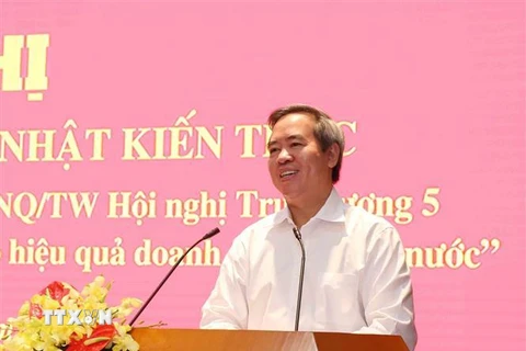 Ông Nguyễn Văn Bình, Ủy viên Bộ Chính trị, Bí thư Trung ương Đảng, Trưởng Ban Kinh tế Trung ương phát biểu tại Hội nghị. (Ảnh: Phương Hoa/TTXVN)