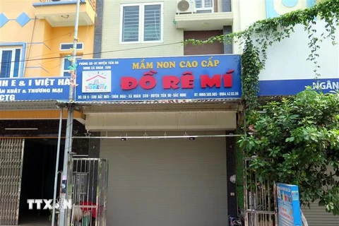 Cơ sở Mầm non tư thục Đồ Rê Mí, xã Hoàn Sơn, huyện Tiên Du, tỉnh Bắc Ninh. (Ảnh: Đinh Văn Nhiều/TTXVN)