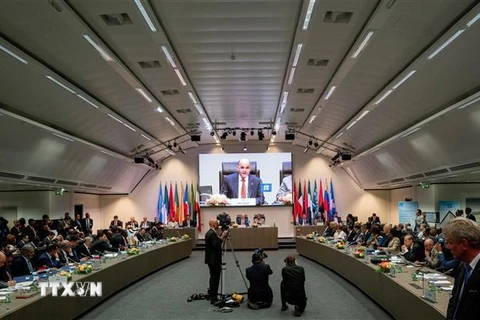 Toàn cảnh phiên họp các nước thành viên của Tổ chức các nước xuất khẩu dầu mỏ (OPEC) và ngoài OPEC tại Vienna, Áo ngày 1/7/2019. (Ảnh: AFP/TTXVN)