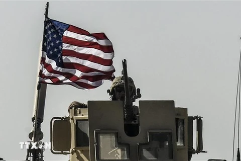 Binh sĩ Mỹ tại thị trấn Kobani, phía Bắc Syria ngày 29/9/2017. (Ảnh: AFP/TTXVN)
