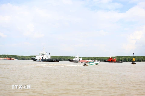 Rất nhiều phương tiện cứu hộ, cứu nạn được huy động để khắc phục sự cố chìm tàu Vietsun Integrity. (Ảnh: Tiến Lực/TTXVN)