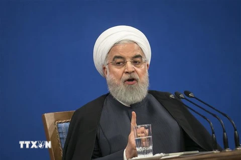 Tổng thống Iran Hassan Rouhani tại cuộc họp báo ở Tehran, Iran. (Ảnh: THX/TTXVN)