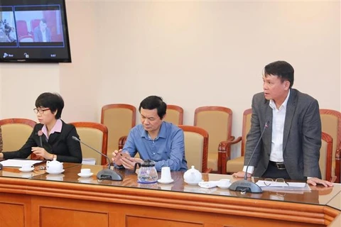 Ủy viên Trung ương Đảng, Bí thư Đảng ủy, Tổng giám đốc TTXVN Nguyễn Đức Lợi phát biểu tại khai mạc Hội nghị. (Ảnh: Thành Đạt/TTXVN)