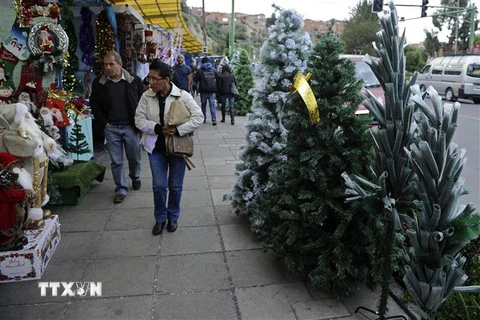 Một chợ Giáng sinh ở thủ đô La Paz, Bolivia ngày 25/11/2019. (Ảnh: AFP/TTXVN)