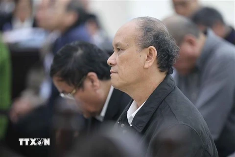 Bị cáo Trần Văn Minh (sinh năm 1955, cựu Chủ tịch UBND thành phố Đà Nẵng, giai đoạn từ năm 2006-2011) tại phiên tòa. (Ảnh: Doãn Tấn/TTXVN)