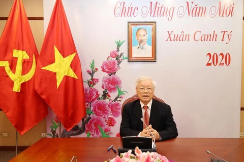 Tổng Bí thư, Chủ tịch nước Nguyễn Phú Trọng điện đàm với Tổng Bí thư, Chủ tịch nước Trung Quốc Tập Cận Bình. (Ảnh: Trí Dũng/TTXVN)