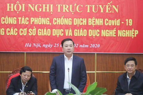 Giám đốc Sở Giáo dục và Đào tạo thành phố Hà Nội Chử Xuân Dũng phát biểu tại hội nghị. (Ảnh: Thanh Tùng/TTXVN)