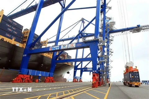 Cảng container quốc tế Tân Cảng Hải Phòng. (Ảnh: An Đăng/TTXVN)