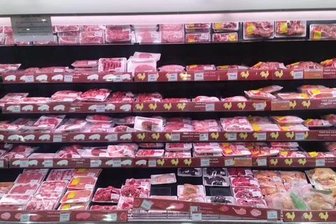 Mặt hàng thịt bày bán tại siêu thị. (Nguồn: Vietnam+)