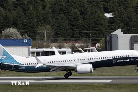 Máy bay Boeing 737 MAX 9 hạ cánh tại Seattle, Washington, Mỹ. (Ảnh: AFP/ TTXVN)