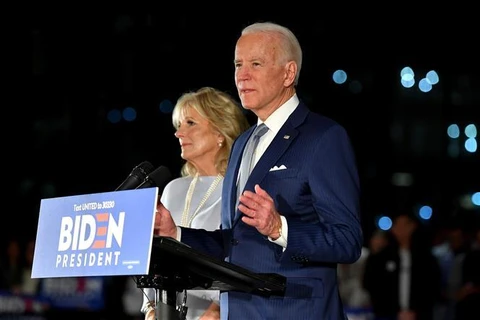 Cựu Phó Tổng thống Mỹ Joe Biden trong chiến dịch vận động tranh cử chức ứng viên Tổng thống của đảng Dân chủ tại Philadelphia, Pennsylvania ngày 10/3/2020. (Ảnh: AFP/TTXVN)