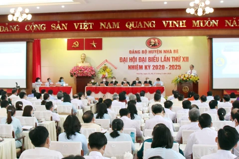 Quang cảnh Đại hội Đảng bộ huyện Nhà Bè nhiệm kỳ 2020-2025. (Ảnh: Tiến Lực/TTXVN)