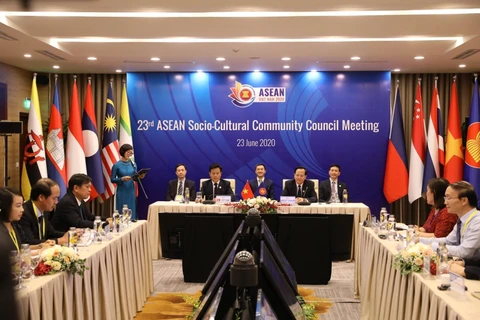 Bộ trưởng Bộ Lao động-Thương binh và Xã hội Đào Ngọc Dung chủ trì Hội nghị Hội đồng Văn hóa-Xã hội ASEAN lần thứ 23. (Ảnh: Văn Điệp/TTXVN)