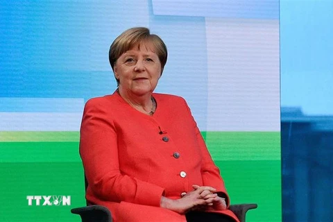 Thủ tướng Đức Angela Merkel trả lời phỏng vấn trên kênh truyền hình Đức ARD tại Berlin ngày 4/6/2020. (Ảnh: AFP/ TTXVN)