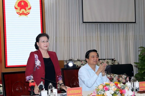 Chủ tịch Quốc hội Nguyễn Thị Kim Ngân tại buổi làm việc. (Ảnh: Trọng Đức/TTXVN)