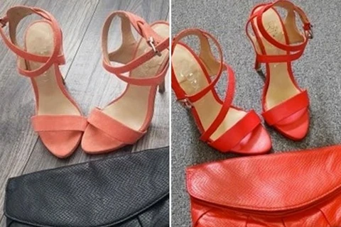 Hình ảnh trước và sau khi sơn lại giày và túi. (Nguồn: Metro)