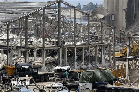 Hiện trường đổ nát sau vụ nổ tại Beirut, Liban, ngày 14/8/2020. (Ảnh: THX/TTXVN)