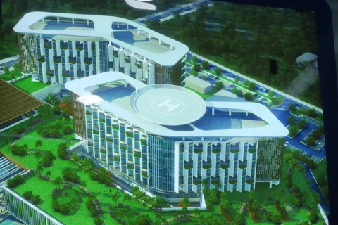 Mô hình Bệnh viện Ung bướu Thành phố Hồ Chí Minh cơ sở 2 tại Quận 9. (Ảnh: Đinh Hằng/TTXVN)