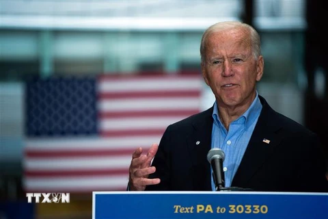 Ứng viên tranh cử Tổng thống Mỹ của đảng Dân chủ Joe Biden trong buổi vận động tranh cử tại Pittsburgh, bang Pennsylvania, ngày 30/9/2020. (Ảnh: AFP/TTXVN)