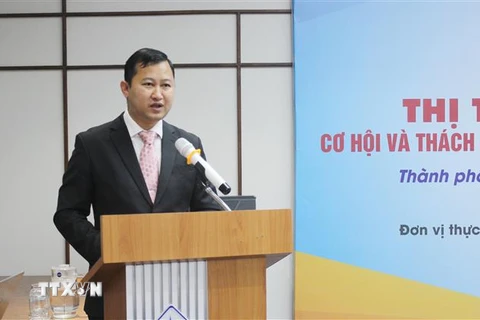 Phó Giám đốc ITPC Trần Phú Lữ phát biểu tại hội thảo. (Ảnh: Xuân Anh/TTXVN)