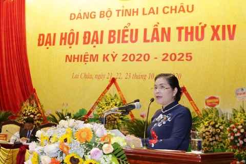 Bà Giàng Páo Mỷ, Bí thư tỉnh ủy Lai Châu nhiệm kỳ 2020-2025. (Ảnh: Quý Trung/TTXVN)