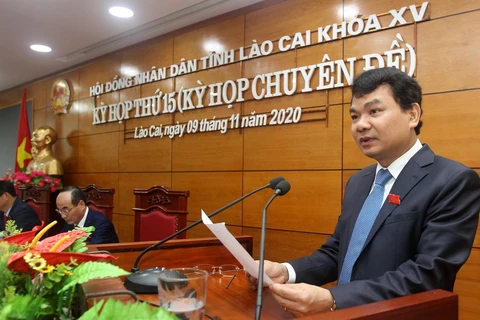 Đồng chí Đặng Xuân Phong, Bí thư tỉnh ủy được bầu làm Chủ tịch HĐND tỉnh Lào Cai khóa XV, nhiệm kỳ 2016 - 2021. (Ảnh: Quốc Khánh/TTXVN)