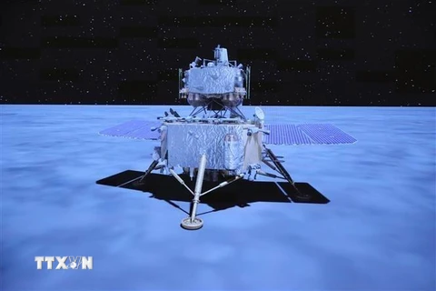 Tàu thăm dò Hằng Nga 5 hạ cánh thành công xuống Mặt Trăng. (Ảnh: THX/TTXVN)