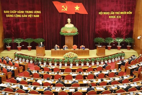 Toàn cảnh Tổng Bí thư, Chủ tịch nước Nguyễn Phú Trọng phát biểu khai mạc Hội nghị. (Ảnh: Trí Dũng/TTXVN)