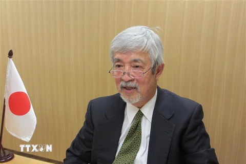 Ông Hiroyuki Moribe trả lời phỏng vấn phóng viên TTXVN. (Ảnh: Đức Thịnh/TTXVN)