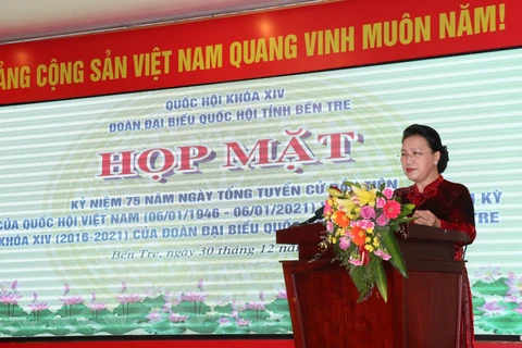 Chủ tịch Quốc hội Nguyễn Thị Kim Ngân phát biểu. (Ảnh: Huỳnh Phúc Hậu/TTXVN)