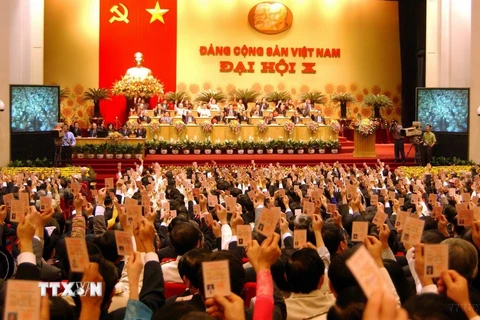 Đại hội đại biểu toàn quốc Đảng Cộng sản Việt Nam lần thứ X (18 – 25/4/2006), tại Hà Nội. (Ảnh: TTXVN)
