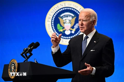 Tổng thống Mỹ Joe Biden phát biểu tại cuộc họp báo ở Washington, DC ngày 25/1/2021. (Ảnh: AFP/TTXVN)