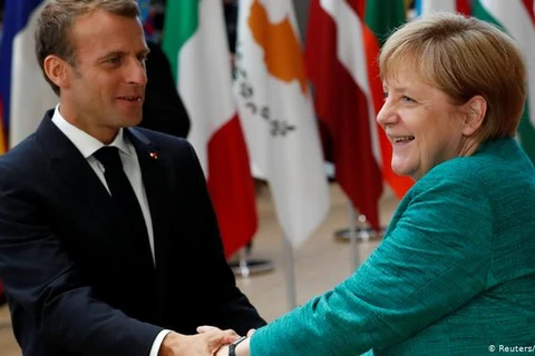 Thủ tướng Đức Angela Merkel và Tổng thống Pháp Emmanuel Macron. (Nguồn: Reuters)