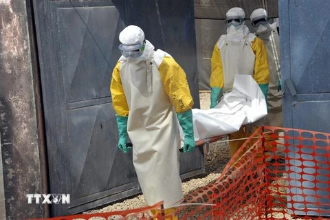 Chuyển thi thể bệnh nhân tử vong do nhiễm virus Ebola tại Conakry, Guinea, ngày 8/3/2015. (Ảnh: AFP/TTXVN)