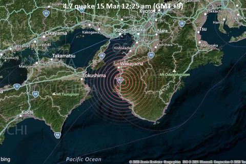 Động đất tại Wakayama. (Nguồn: volcanodiscovery.com)
