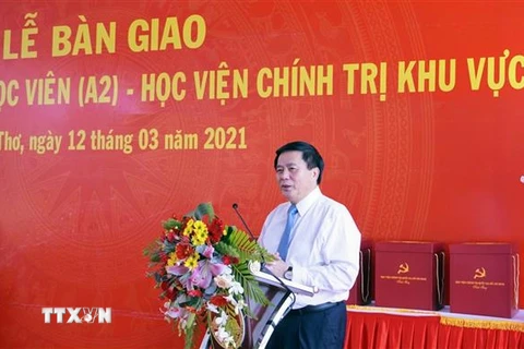 Ông Nguyễn Xuân Thắng phát biểu tại lễ khánh thành ký túc xá học viên của Học viện Chính trị khu vực IV. (Ảnh: TTXVN phát)