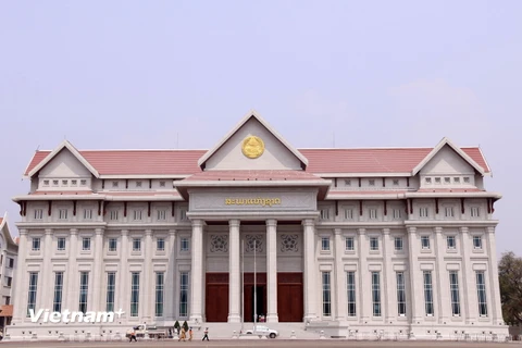 Quang cảnh Nhà Quốc hội mới của Lào nhìn từ bên ngoài. (Ảnh: Phạm Kiên/Vietnam+)