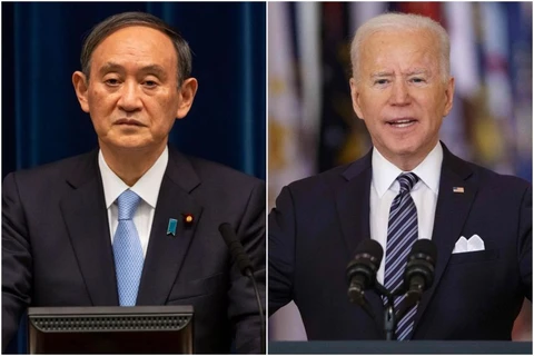 Thủ tướng Nhật Bản Suga Yoshihide và Tổng thống Mỹ Joe Biden. (Nguồn: AFP)
