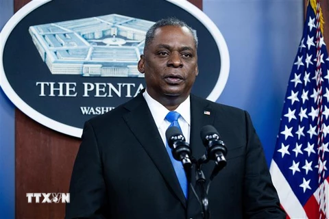 Bộ trưởng Quốc phòng Mỹ Lloyd Austin phát biểu tại Washington, DC, ngày 10/2/2021. (Ảnh: AFP/ TTXVN)