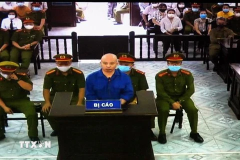 Bị cáo Nguyễn Xuân Đường tại phiên xét xử ngày 18/8/2020 (ảnh chụp qua màn hình). (Ảnh: Thế Duyệt/TTXVN)