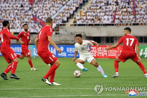 Đội tuyển Triều Tiên gặp Lebanon trong trận đấu vòng loại World Cup 2022. (Nguồn: Yonhaps)