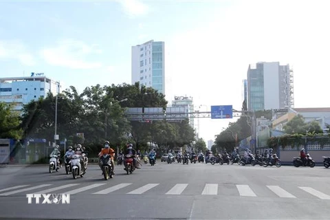Khu vực giao lộ Nguyễn Thị Minh Khai-Đinh Tiên Hoàng (Quận 1) sáng 9/7. (Ảnh: Thành Chung/TTXVN)