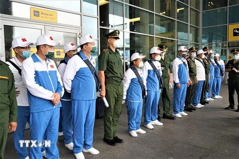 Các trưởng đoàn Quân đội nhân dân Việt Nam tham dự Army Games. (Ảnh: TTXVN phát)