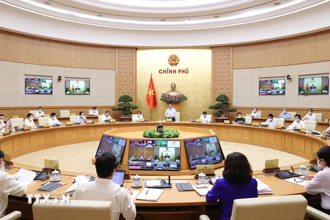 Quang cảnh Phiên họp Chính phủ Thường kỳ tháng 7 năm 2021. 