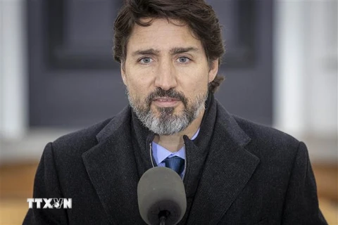 Thủ tướng Canada Justin Trudeau phát biểu tại Ottawa. (Ảnh: THX/TTXVN)