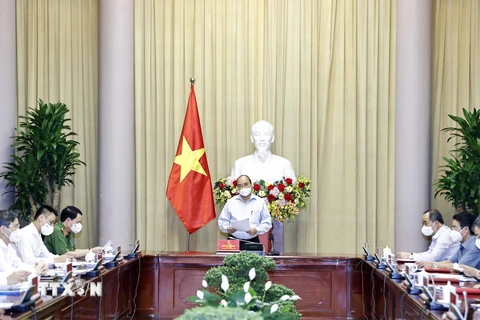Chủ tịch nước Nguyễn Xuân Phúc phát biểu. (Ảnh: Thống Nhất/TTXVN)