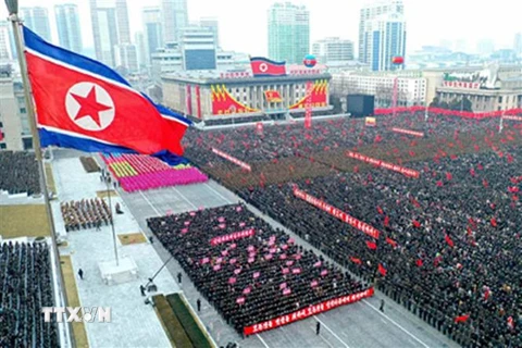 Míttinh ủng hộ các quyết sách của đảng Lao động Triều Tiên. (Ảnh minh họa: TTXVN phát)