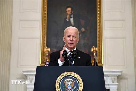 Tổng thống Mỹ Joe Biden tại cuộc họp báo về biện pháp mới để kiểm soát COVID-19 tại Washington, DC, ngày 9/9/2021. (Ảnh: AFP/TTXVN)